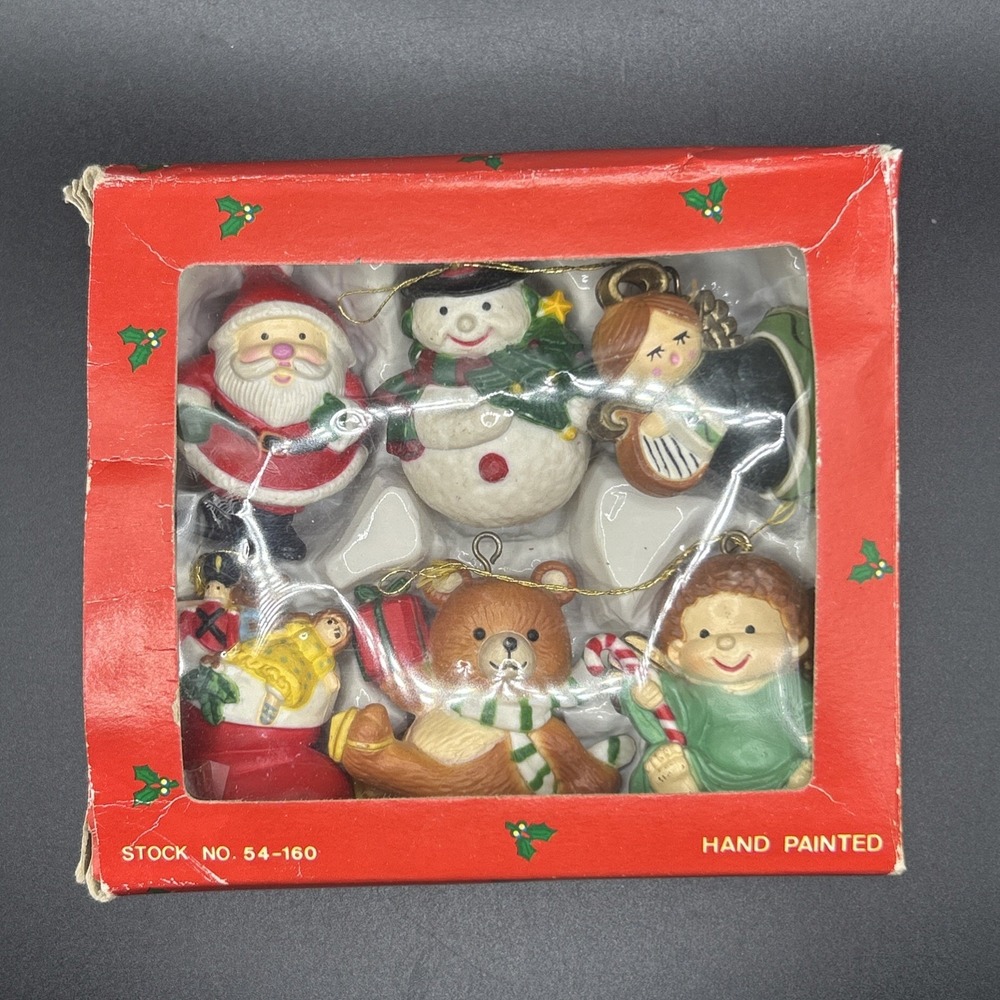 Vintage Set Of 6 CHRISTMAS Around The World XMAS Ornaments Santa Angel Snowman